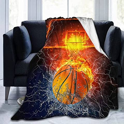 Basketball Blankets and Throws 50"X40" Soft Flannel Sports Blankets for Mens Boys Plush Cozy Throws for Bed Sofa