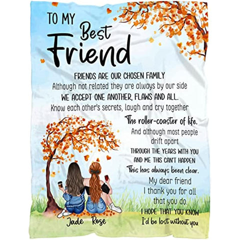 Custom Best Friend Blanket for Friends, to My Best Friends Blanket, Friendship Blanket for Women, Personalized Blanket Gifts for Women, Personalized Blanket to My Bestie Throw Blanket for BFF
