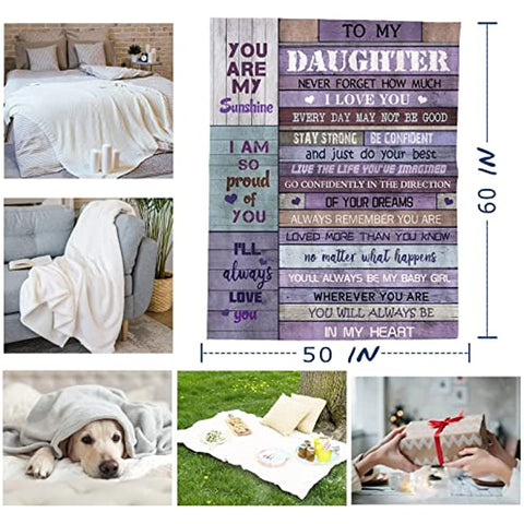 Daughter Gift from Mom Blanket - Daughter Gifts from Dad 60"x 50" - Gifts for Daughters - Daughter Gift from Mother Father - Gifts for Grown Daughter - Dauhter Birthday Graduation Gift Ideas