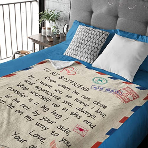 Boyfriend Gifts - Boyfriend Blanket from Girlfriend - Sentimental Gifts for Boyfriend - Romantic Gifts for Him 60"x50" - Best Boyfriend Gifts for Men - Anniversary Birthday Gift Ideas for Him