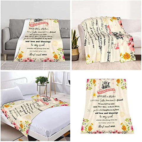 Mothers Day Aunt Gifts Throw Blanket - Aunt Gifts from Niece - Birthday Gifts for Aunt - Best Aunt Ever Gifts - Gifts for Aunts from Niece - Auntie Gifts 60x50 Inch