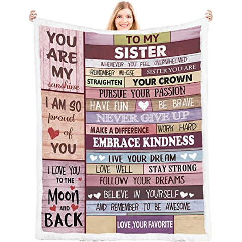 Sister Blanket,Sister Birthday Gifts from Sister,Birthday Gifts for Sister,Happy Birthday Sister Gifts for Sister,Sisters Gifts from Sister Mothers Day,Best Sister Gift Unique 50X60