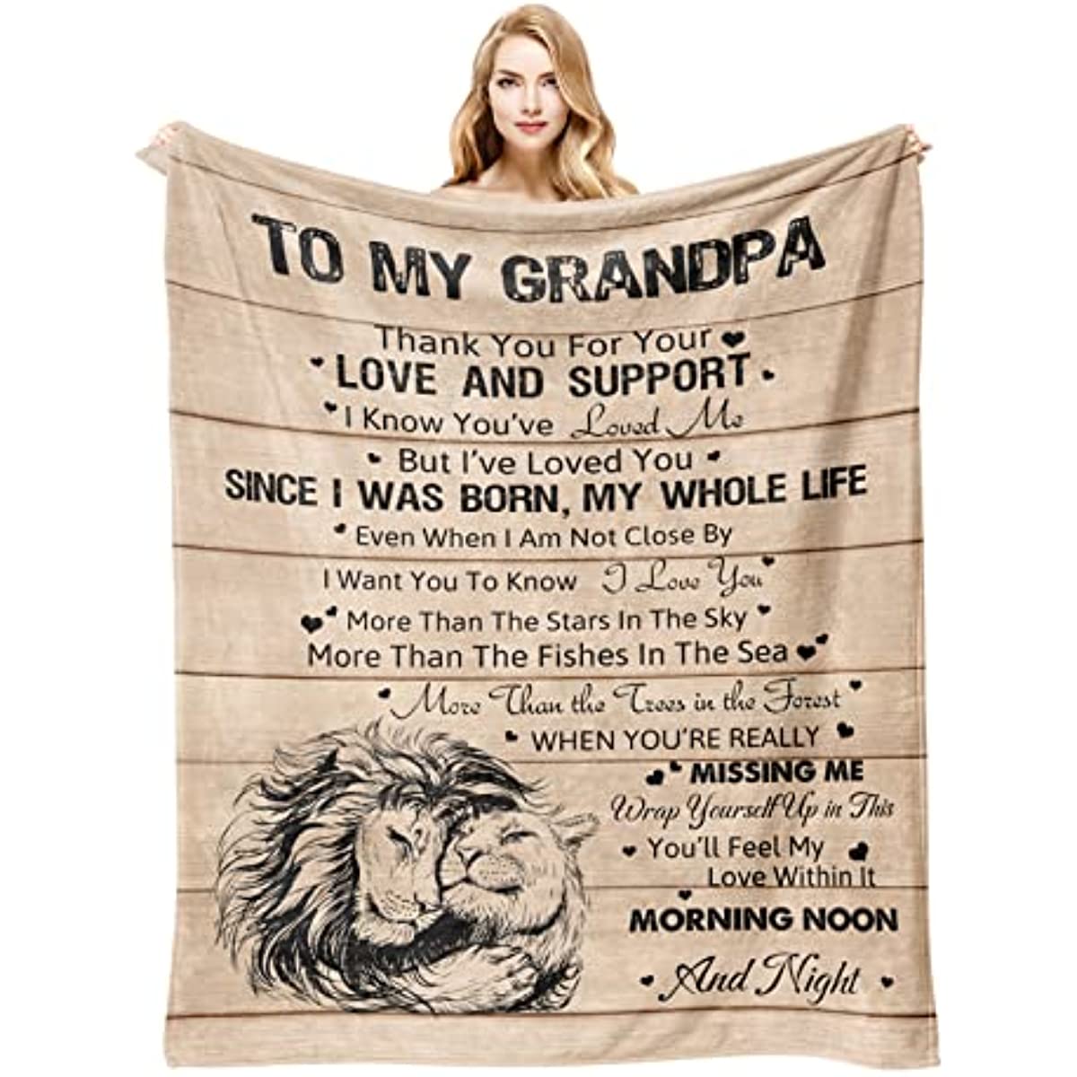 Grandpa Gifts from Grandchildren, Grandpa Birthday Gifts Blanket 60"x50", Gifts for Grandpa from Granddaughter Grandson, Grandpa Gifts Ideas for Christmas Fathers Day, To My Grandpa Throw Blankets
