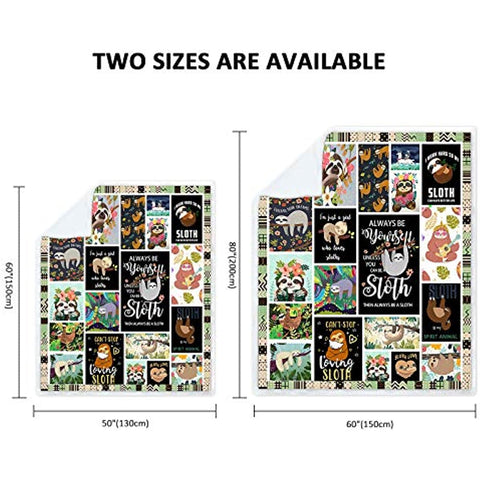 Sloth Throw Blankets Sloth Gifts for Women and Girls Sloth Lovers Super Soft Warm Sherpa Sloth Blankets for Kids and Adults
