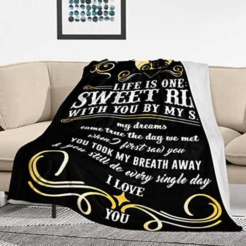 Gifts for Motorcycle Lovers - Birthday Gifts for Men/Women - to My Husband/Wife Blanket 60"x50" - Romantic Gifts for Him/Her - Anniversary Birthday Gift Ideas for Couples Sweet Ride Motorcycle