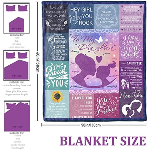 Daughter Blanket, Daughter Gifts, Daughter Gifts from Mom, Daughter Birthday Gifts, Daughter Gifts from Dad, to My Daughter Ultra-Soft Flannel Fleece Throw Blanket 50"x60"