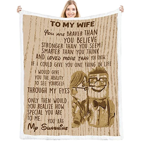 To My Wife Blanket,Birthday Gifts for Wife,Wife Birthday Gift Ideas,Birthday Presents for The Wife, for Her,Birthday Gift for Wife,Wife Gifts from Husband 50x60