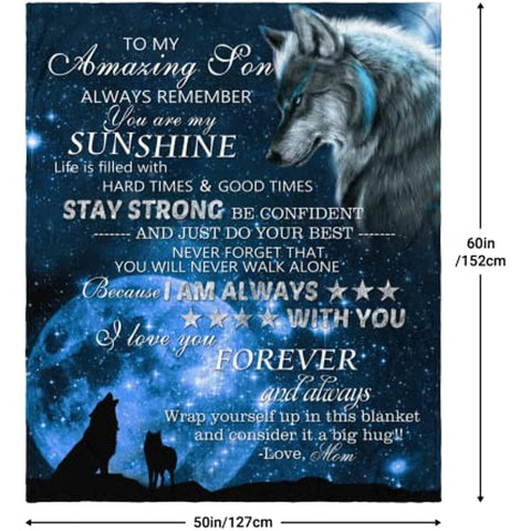 Son Gifts Blanket 60"X 50" - To My Son - Son Gifts From Mom/Dad - Funny Gifts For Son Blanket - Best Birthday Gift Ideas For Son - Gifts For Grown Son - Son Gift From Mother Or Father Blankets