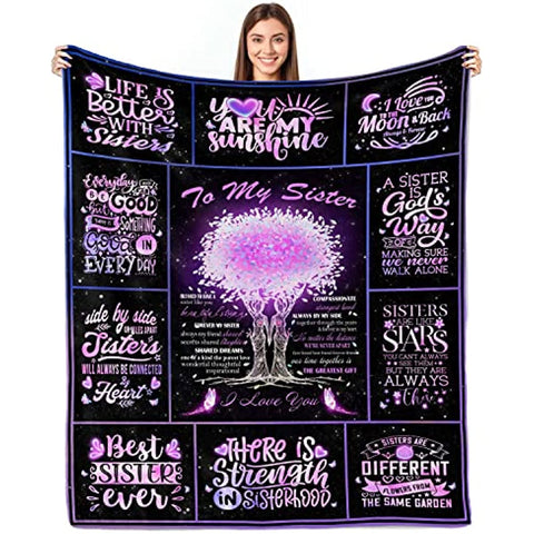 Sister Gifts Blanket, Sisters Gift from Sister, Sister Birthday Gifts from Sister, Birthday Gifts for Sister from Sisters, Gifts for Sister Throw Blanket, to My Sister Blanket 50"x60"