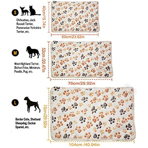 1 Pack 3 Puppy Dog Blankets Super Soft Warm Sleep Mat Fluffy Premium Fleece Pet Blanket Flannel Throw for Dog Puppy Cat - White Paw Print Small(23"x15")