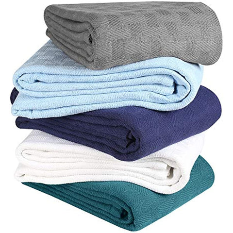 100% Cotton Bed Blanket, Breathable Bed Blanket King Size, Cotton Thermal Blankets King Size - Perfect for Layering Any Bed for All Season - Charcoal Grey