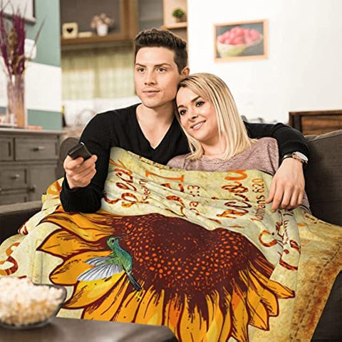Sunflower Blanket,Sunflower Gifts for Mom Wife, Get Well Soon Gift for Women or Men,Inspirational Throw Blanket with Healing Thoughts,Soft Fleece Christian Blankets,50x60 inch