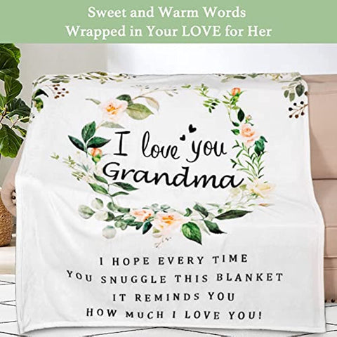 Mothers Day Blanket Gifts for Grandma, Gifts for Grandma, Grandma Birthday Gifts, Grandma Gifts from Grandkids, Great Grandma Gifts, I Love You Grandma Blanket, Soft Throw Blanket 60" x 50"