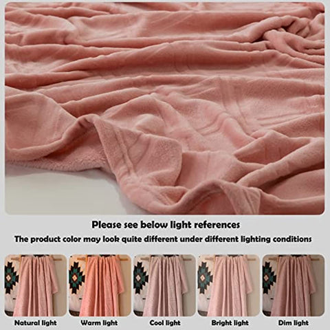 Throw Blanket Super Soft Cozy Lightweight Flannel Fleece Blankets for Bed, Sofa, Couch, Living Room All Seasons - Pink, 50x60in