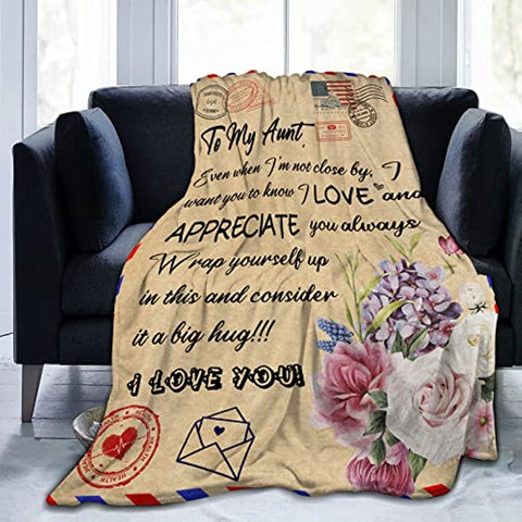 To My Aunt Blanket from Niece Quilt Envelope Throw Blankets Mothers Day Blanket Gifts for Auntie Flannel Blanket Birthday Women's Day Holiday 50"x60"