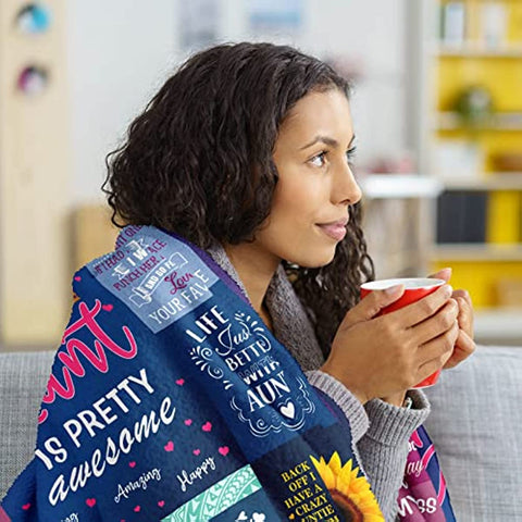 Mothers Day for Aunt Gifts Blanket from Niece, Best Aunt Ever Gifts Throw 50" X 60", Valentines Day Gifts for Aunt, Aunt Birthday Gift from Niece, Auntie Gifts for Women, Best Auntie Ever Gifts