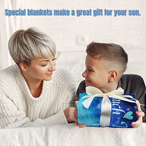 To My Son Blanket Gifts for Son from Mom Personalized Throw Blankets Son Gifts from Mom for Son Birthday with Positive Encourage and Brave Fleece Blanket Couch Sofa Bedroom Living Room 60"x50"