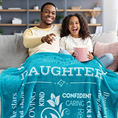 To My Daughter Blanket, Gifts for Daughter from Dad, Mom, Daughter Gifts for Teen Girls, Grown Women, Daughter Presents for Birthday, Mothers Day, Throw 60x50 Inches (Teal)