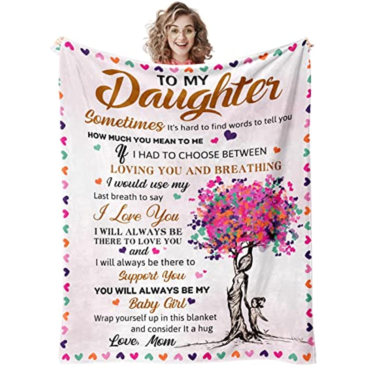 Daughter Gift from Mom, Daughter Gifts Blanket, Happy Birthday Gifts for Daughter Adult, to My Daughter Blanket Gift, Best Graduation Gifts Ideas for Daughter Unique Throw Blanket 50''x60''