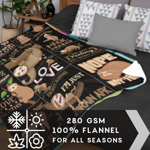Sloth Throw Blanket, Sloth Gifts for Women Adults and Kids, Flannel Blankets for Sofa Couch Bed, Christmas, Birthday, Thanksgiving, 50" x 65"