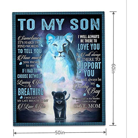 Gift for Son, to My Son Blanket Letter Printed Quilts Personalized Air Mail Blanket from Mom（50*60）