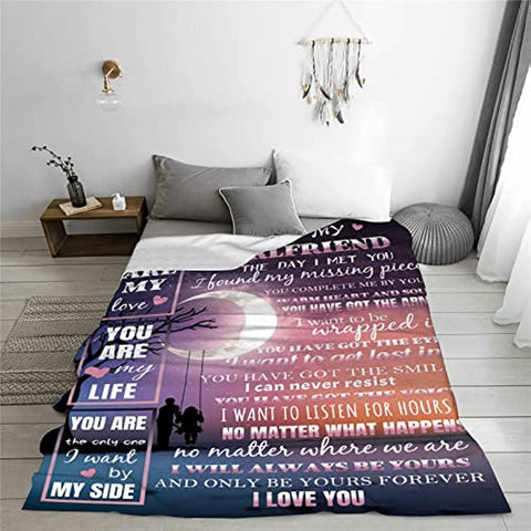 Girlfriend Blanket-I Love You Blanket to Girlfriend-Gifts for Girlfriend-Romantic Anniversary Birthday for Her Throw Blanket 60"x50"