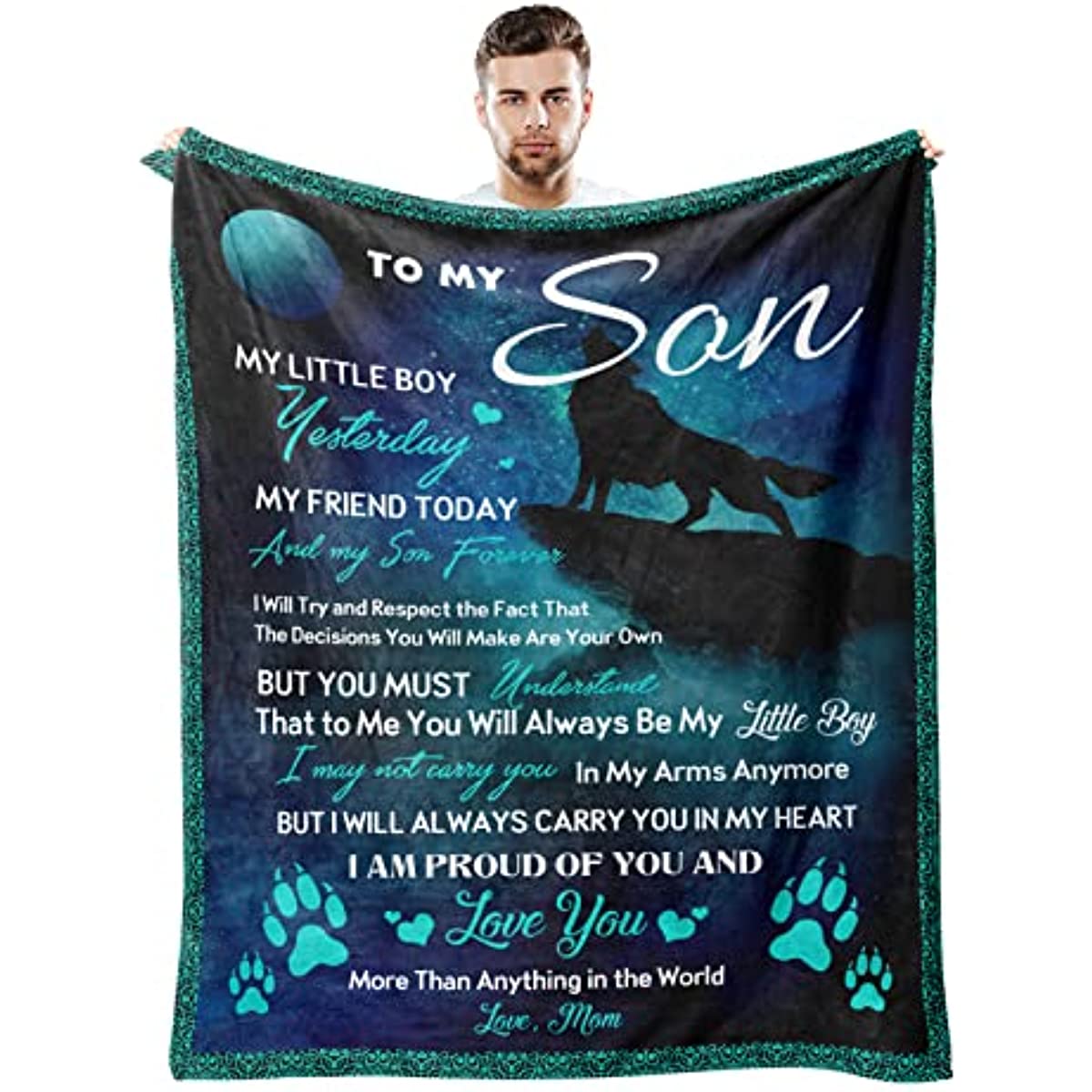 Son Gifts from Mom, Son Blanket 60"x50", Birthday Gifts for Son, Best Gifts Ideas for Grown Son , Bonus Son Gifts for Men Valentines Anniversary Fathers Day Christmas, to My Son Throw Blankets