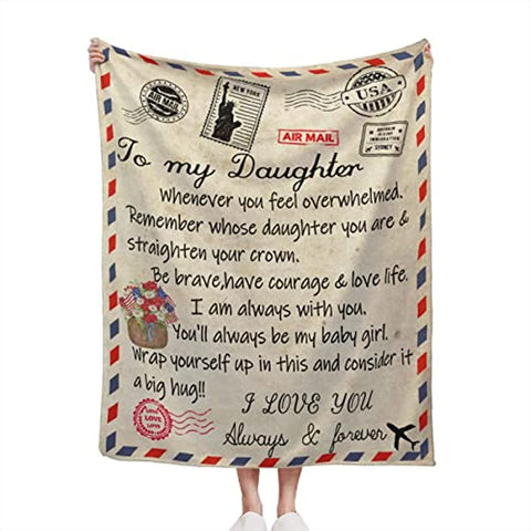 To My Daughter Gifts Blanket Envelope Blanket Flannel Blanket I Love You Personalized Gifts for Birthday for Daughter from Dad，from Dad Mom Gift Birthdays Bed Sofa Travel Warm Love 60"x50"