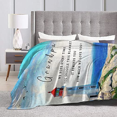 to My Grandpa Blankets from Grandkids Birthday Gifts for Grandpa from Granddaughter Blankets and Throws, Ultra Soft Quilt Flannel Fleece Bed Blankets 50" 60"