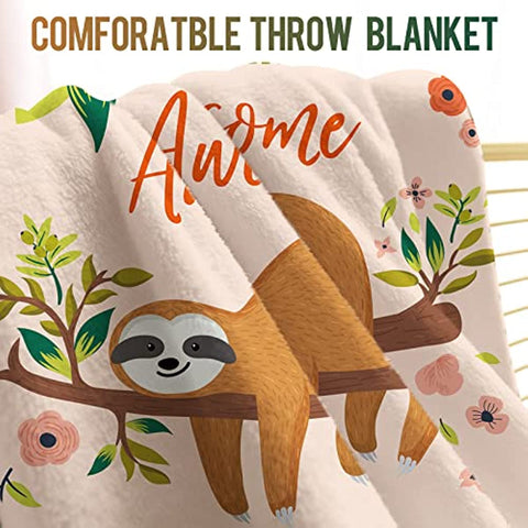 Sloth Blanket Print Plush Microfiber Blanket for Sofa Office Bed and Travelling 50"x60"