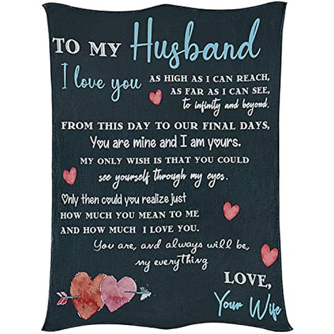 To My Husband Blanket for Husband from Wife I Love You Flannel Blanket to My Husband from Wife, Husband Birthday, Blanket for Couple Anniversary, Husband Valentines Day, Soft Blanket 60" X 70"