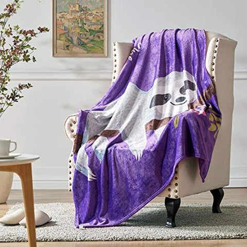 Flannel Fleece Throw Blanket, Super Soft Plush Throw for Couch Bed, Cute Sloth Blankets Gift for Women Kids, 50''x60''