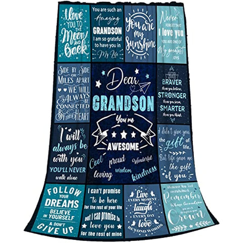 Grandson Gifts from Grandma - To My Grandson Blanket - Gifts for My Grandson from Grandma and Grandpa - Birthday Valentines Day Gifts for Grandson - Grandson Blanket from Grandparents 50''x60''