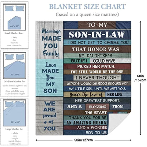 Son in Law Gifts - Son in Laws Gifts from Mother in Law - Gift for Son-in-Law - Son in Law Wedding Gift - Best Birthday Gifts for Son in Law - Future Son in Law Gift Blankets (50" X 60")