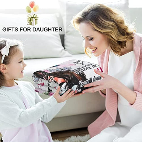 To My Daughter's Blanket from Mom, Pink Rose Flannel Sublimation Throw Blanket from Daughter Girls,60x50 inches
