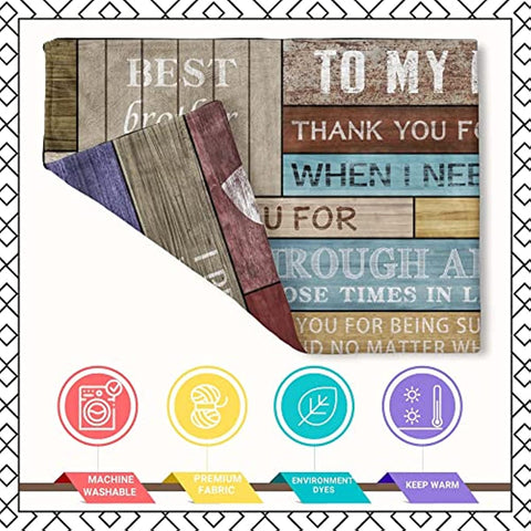 For Brother Plush Throw Blanket, Family Brother Birthday Gift Soft Cozy Blanket, Flannel Fleece Blanket for Sofa, Couch, Bed, Camping, Travel