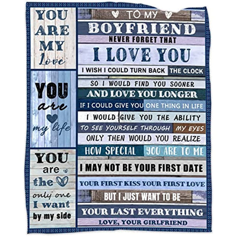 Gifts for Boyfriend, Boyfriend Blanket from Girlfriend 50''x60'', Boyfriend Birthday Gift Blanket for Boyfriend Gifts Soft Cozy Flannel Throw Blanket for Boyfriend