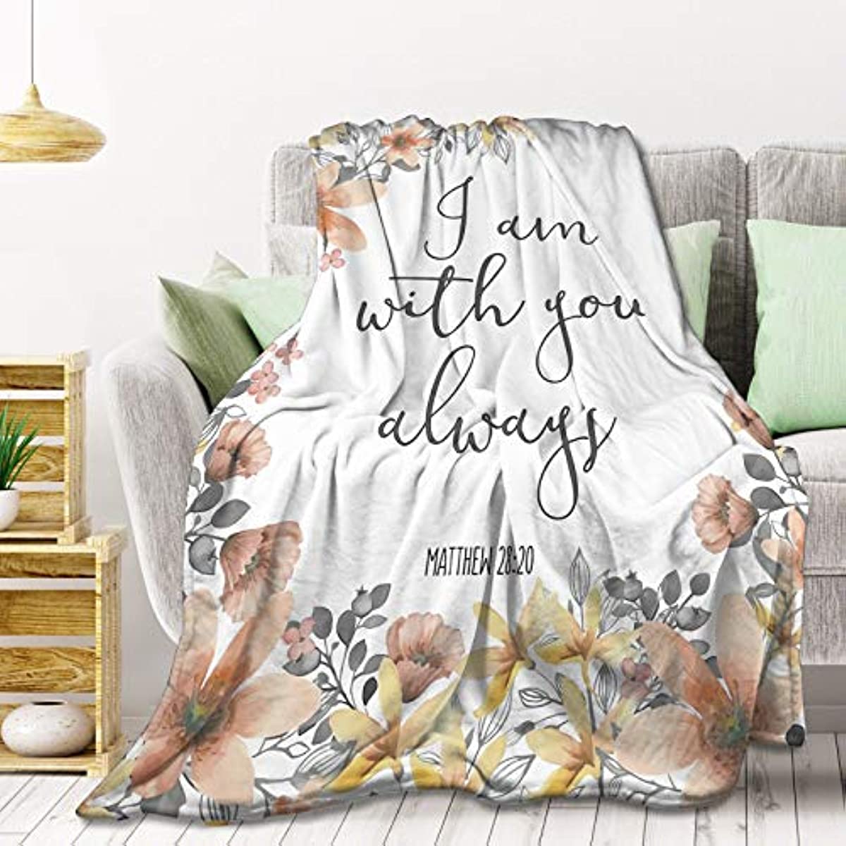 Bible Verse I Am with You Always Fleece Throw Blanket Lightweight Super Soft Flannel Bed Blanket Perfect Home Decor for Couch Chair Sofa Living Room 50"X40" Small