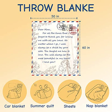 Blanket Gifts for Mom from Daughter or Son, All Season Flannel Fleece Blanket 50"x60", Decor Throw Blanket Mother's Day Birthday Gifts for Women