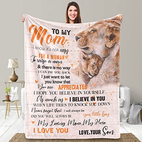 Mom Mother Day Birthday Gifts -Mom Gifts Throw Blanket,Gifts for Mom from Son,Mom Gifts 55"x70"