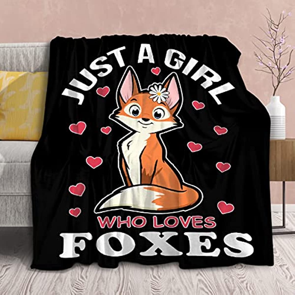 Fox Blanket Stuffed Animal Gift for Women Kids Fleece Throws-Just A Girl Who Loves Foxes Lightweight Plush Christmas Decor Super Soft Flannel Blankets for Bedding Chair-50 x40 for Kid