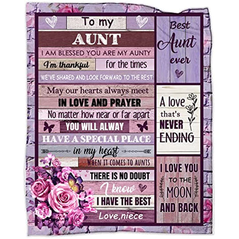 Auntie Gifts from Niece, Aunt Birthday Throw Blanket Gifts Soft Fleece Mother's Day Blankets for Travel Beach 50" x 60"