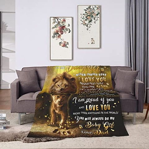 to My Daughter Blanket Gifts from Dad Blanket for Daughter Flannel Blanket for Birthday Anniversary Graduation Couch Sofa Bedroom 50"x60"