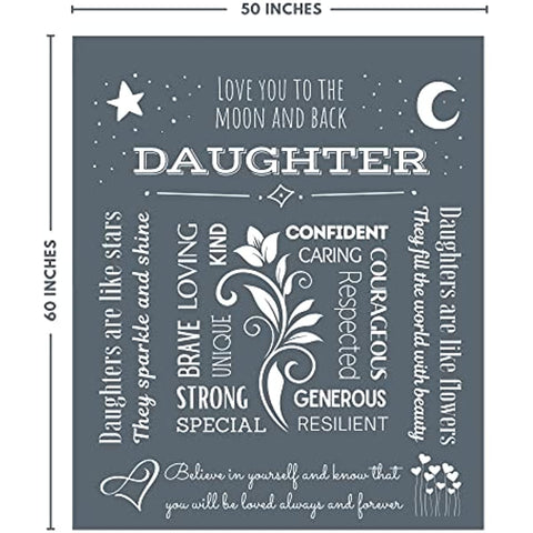 Gifts for Daughter, Daughter Blanket from Dad, Mom, Family, Unique, Sentimental, Inspirational Daughter Gifts for Mothers Day, Christmas, Birthday, Throw 60 x 50 Inches (Grey)