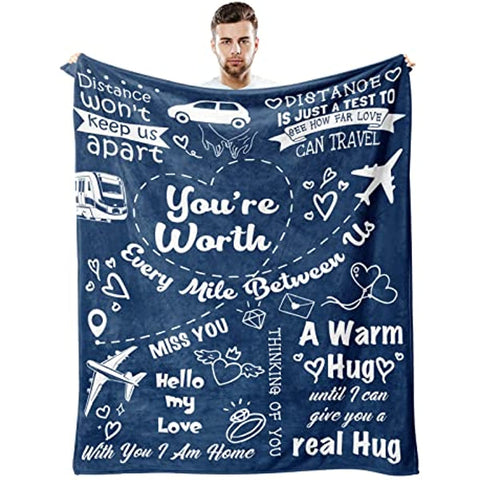Relationship Gifts, Boyfriend Gifts from Girlfriend, Birthday Gifts for Boyfriend Blanket 60"×50", Romantic Gifts for Him Anniversary Valentines Fathers Day, to My Boyfriend Blankets