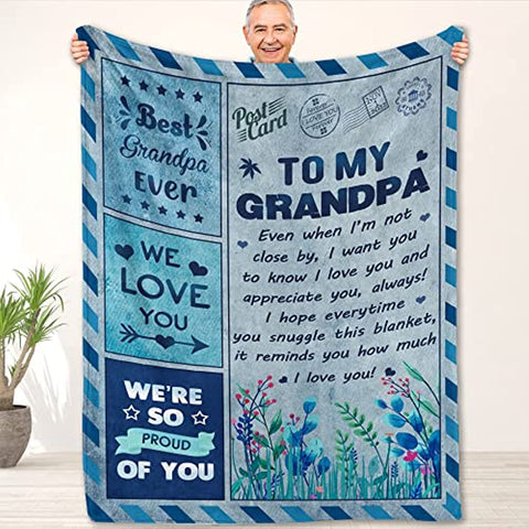 Grandpa Blanket - Grandpa Gifts, Gift for Grandpa, Birthday Gifts for Great Grandpa from Grandchildren, Grandpa Blanket Throw