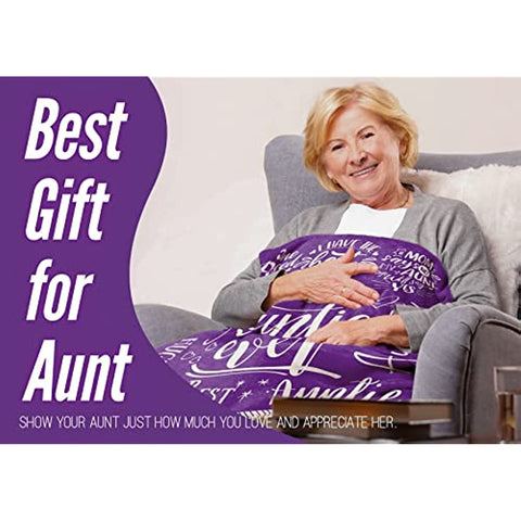 Aunt Gifts from Niece, Nephew, Best Auntie Ever Gifts Blanket for Aunt, Birthday Gifts Flannel Blankets for Women- 50"x 65"- Purple
