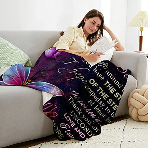 To My Mom Gifts Blanket Flower Butterfly Ultra-Soft Micro Fleece Throw Blankets, Gifts for Mothers Day for Mom from Daughter| from Daughter Son Gift Birthdays Bed Sofa Travel Warm Love Fuzzy 60 x50