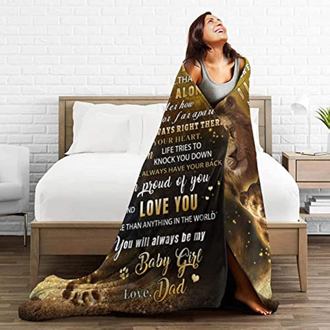 to My Daughter Blanket Gifts from Dad Blanket for Daughter Flannel Blanket for Birthday Anniversary Graduation Couch Sofa Bedroom 50"x60"
