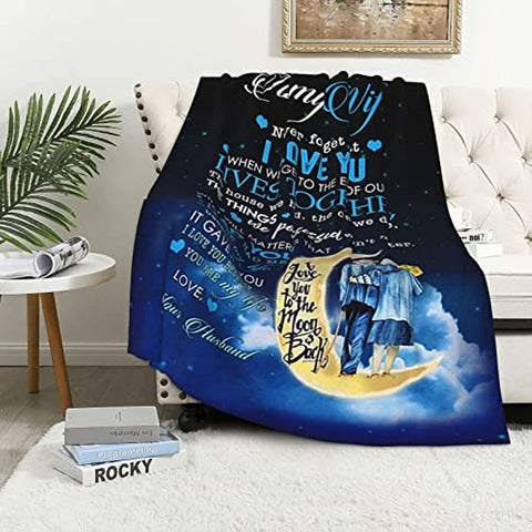 Mothers Day Birthday Gifts for Wife from Husband, Anniversary Wedding Gifts for Her,Wife Birthday Gift Ideas,to My Wife Blanket from Husband,Christmas Valentines Gifts for Wife 60'' x 50''